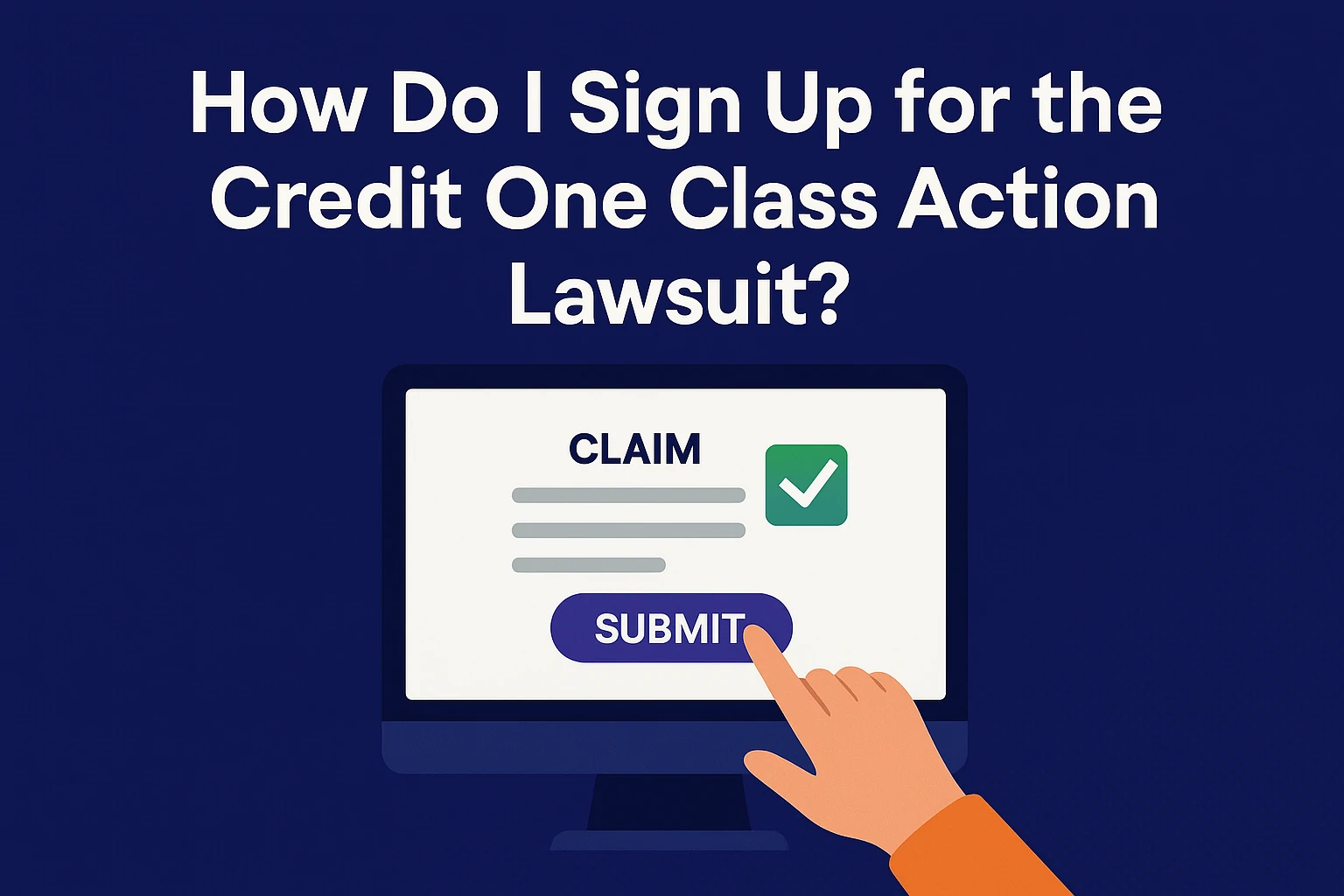 Graphic showing steps to sign up for the Credit One Bank class action lawsuit claim
