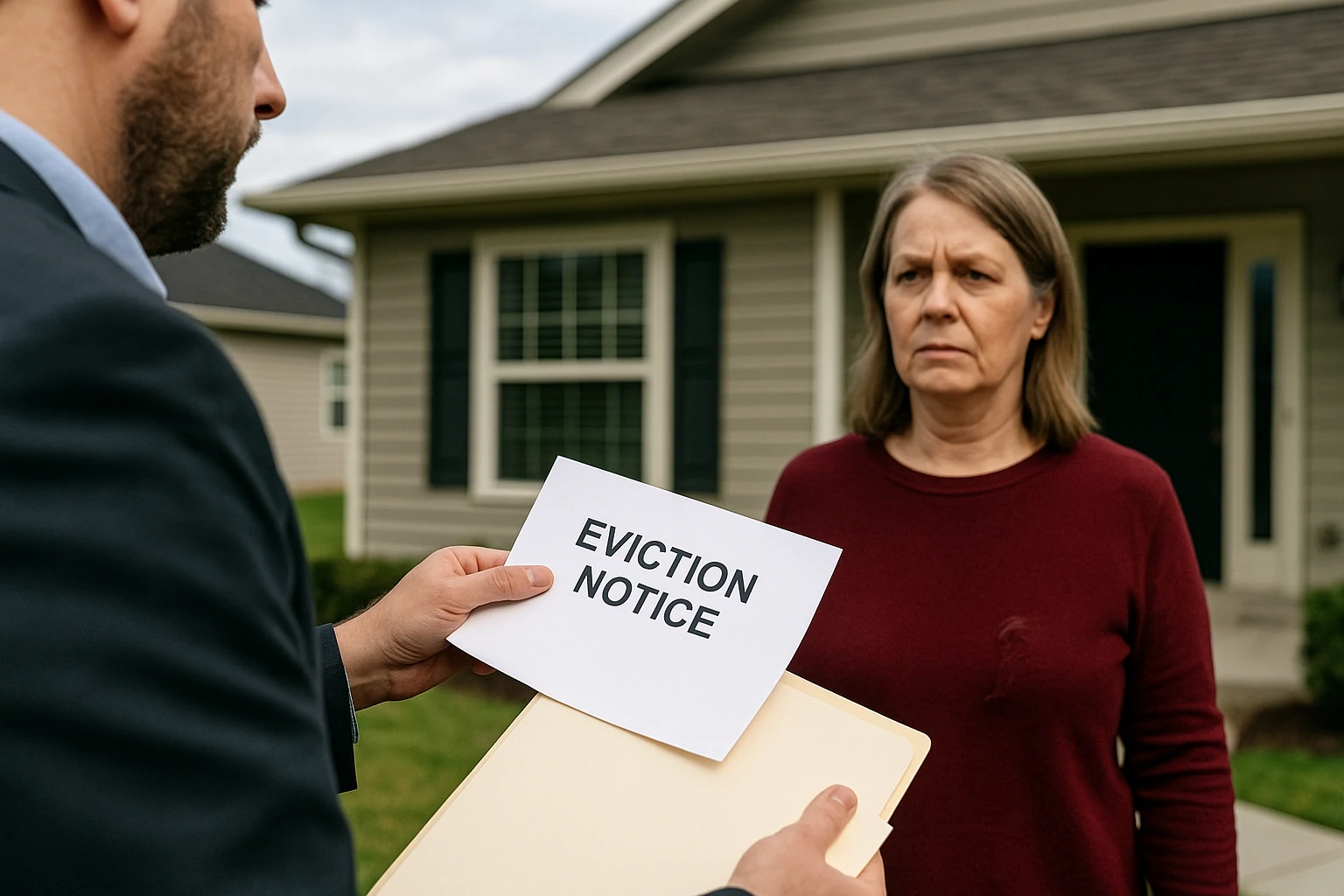 Eviction notice posted on door of a FirstKey Homes rental property